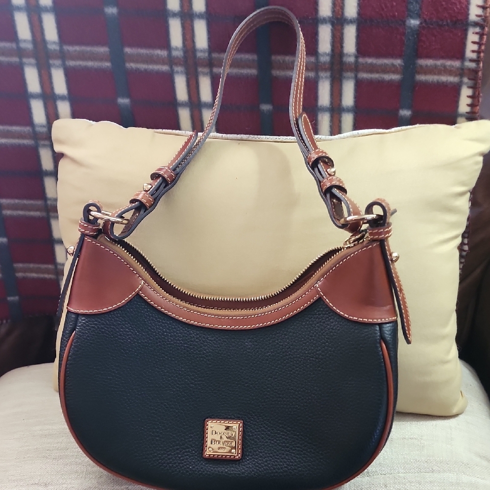 Dooney & Bourke Black and Tan Shoulder Bag